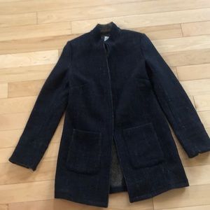 Chico’s holiday duster coat with gold flecks